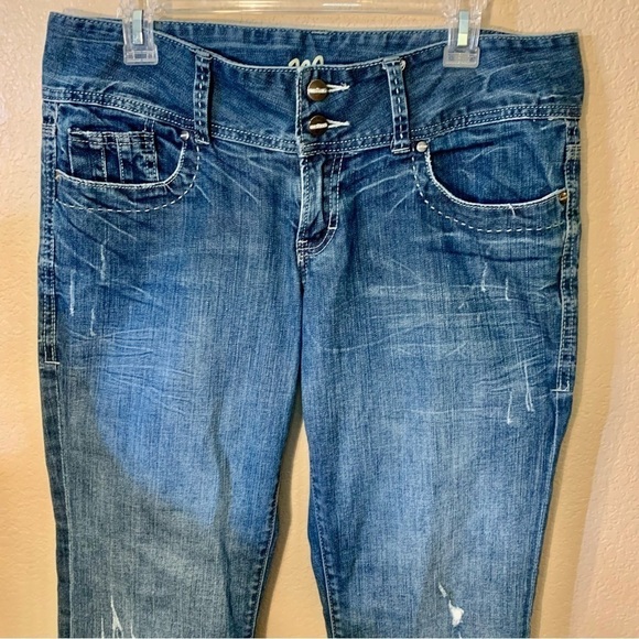 Madison Denim Co Jeans 11/12 Stretch Distressed Cotton Spandex Straight Leg - Picture 3 of 16